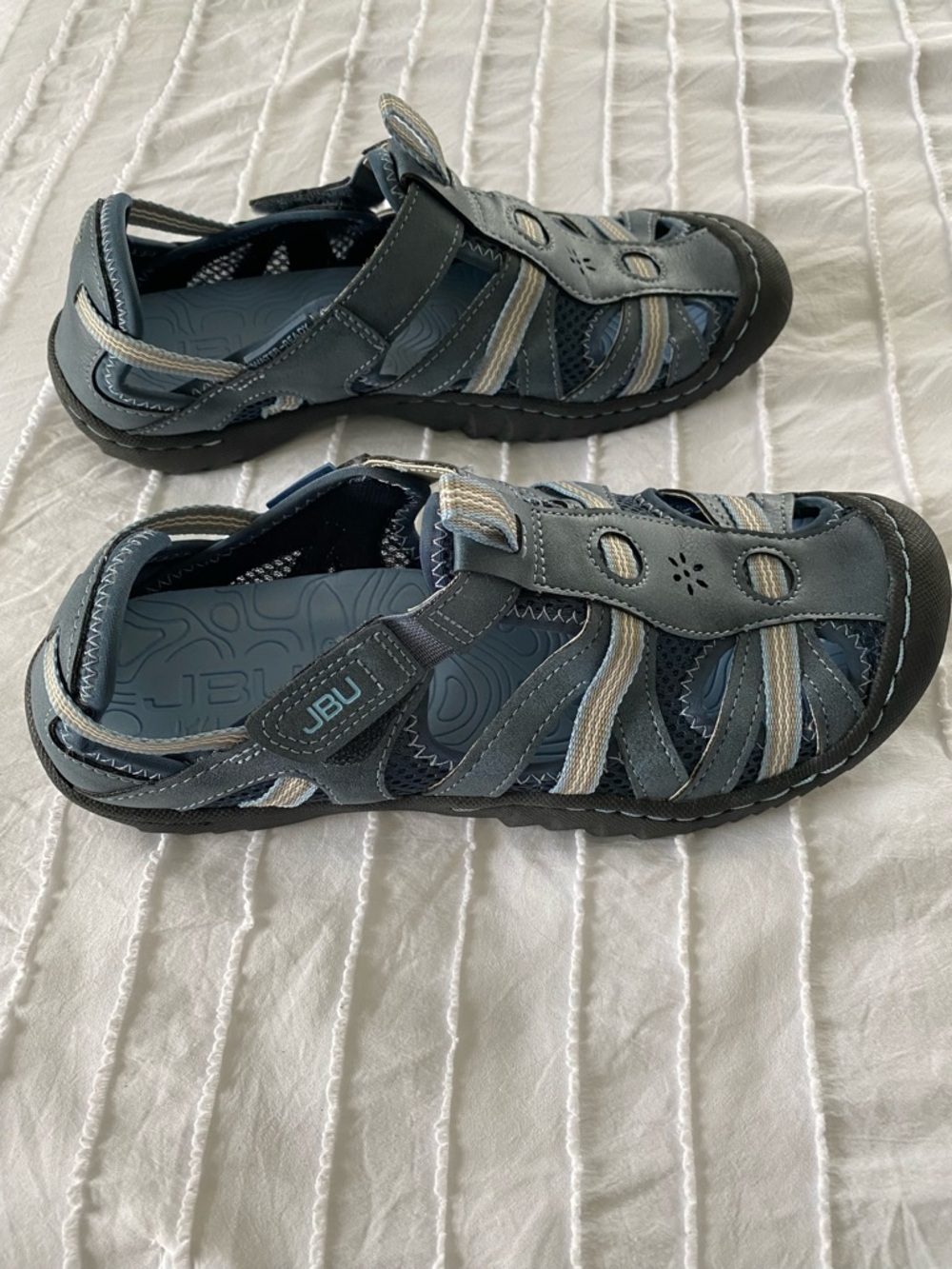 JBU Blue and Light Gray Closed-Toe Sport Sandals